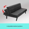 Galloway 3-Seater Faux Leather Wooden Sofa Bed Chaise Sofa  Black