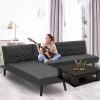 Galloway 3-Seater Faux Leather Wooden Sofa Bed Chaise Sofa  Black