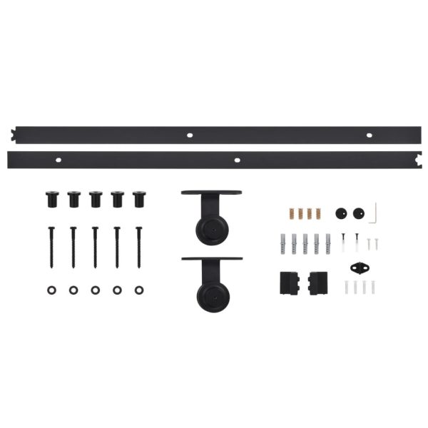 Sliding Door Hardware Kit Steel Black – 183 cm, 1