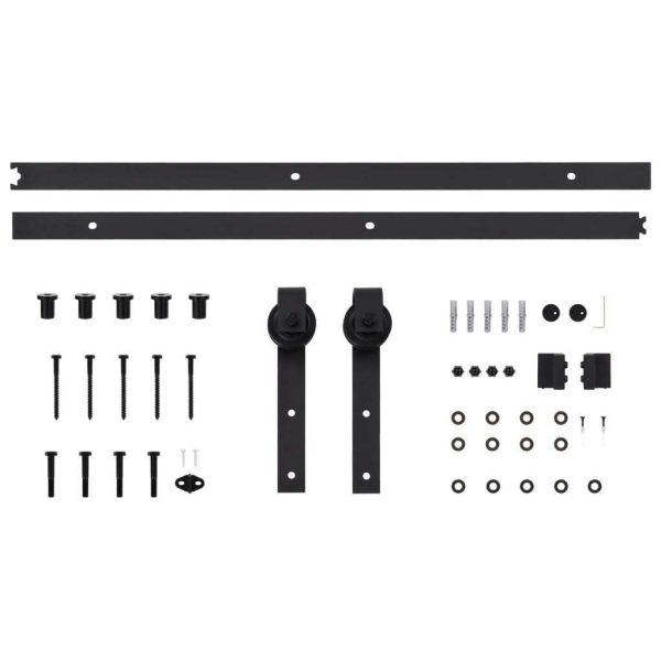 Sliding Door Hardware Kit Steel Black – 183 cm, 1