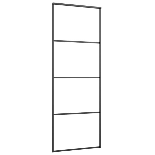 Sliding Door Aluminium and ESG Glass Black – 76×205 cm, Transparent