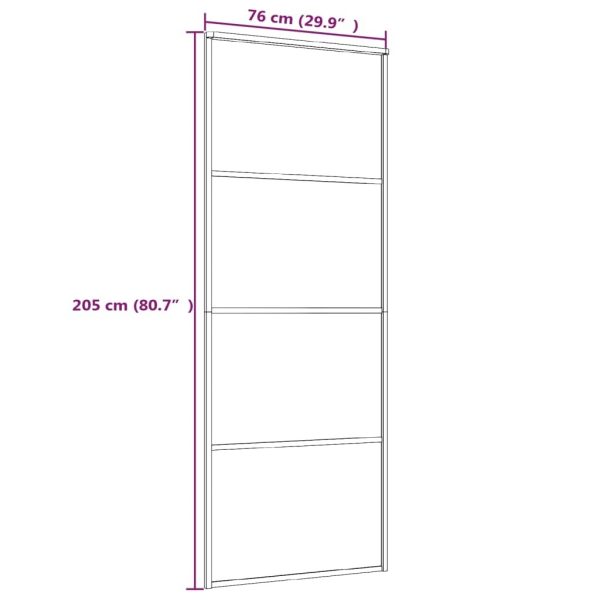 Sliding Door Aluminium and ESG Glass Black – 76×205 cm, Transparent