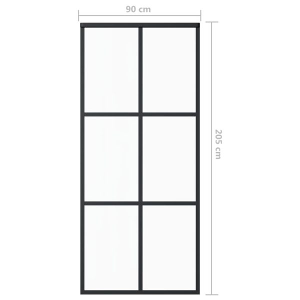 Sliding Door ESG Glass and Aluminium Black – 90×205 cm, 3×2 Grids