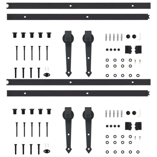 Sliding Door Hardware Kit Steel Black – 200 cm, 2