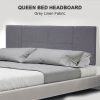 Linen Fabric Bed Headboard Bedhead – QUEEN, Grey
