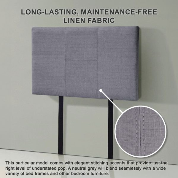 Linen Fabric Bed Headboard Bedhead – SINGLE, Grey