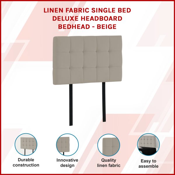 Linen Fabric Bed Deluxe Headboard Bedhead
