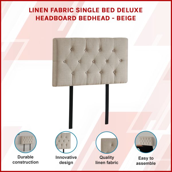 Linen Fabric Bed Deluxe Headboard Bedhead
