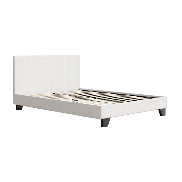 Apex Bed Frame Boucle Fabric Mattress Base Platform Wooden – DOUBLE
