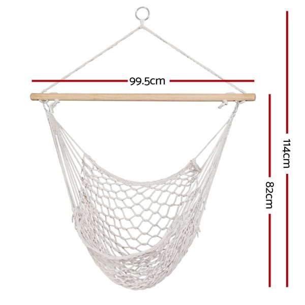 Hammock Chair Outdoor Hanging Camping Mesh Indoor Cream