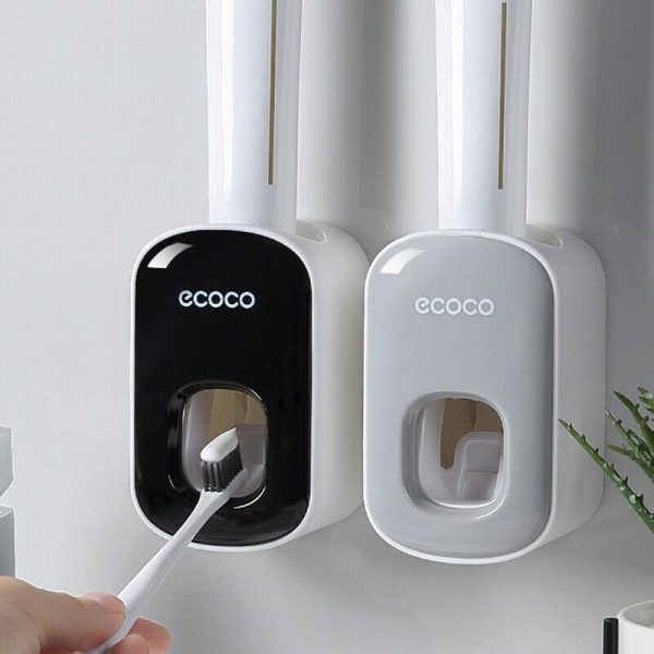 Ecoco Wall mount auto ands Free Toothpaste Dispenser Automatic Toothpaste Squeezer Bathroom Toothpaste Holder – Black