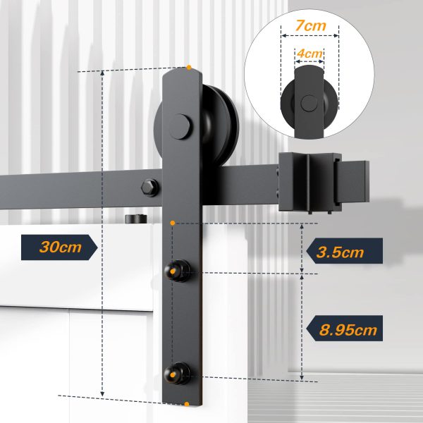 Heavy Duty Sliding Barn Single Door Hardware Kit Damper Track Rail Roller System – 2m