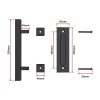 12″ Square Pull and Flush Door Handle Set Black Barn Door Hardware