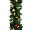 Christmas Garland Decorated with Baubles and LED Lights – 20 M