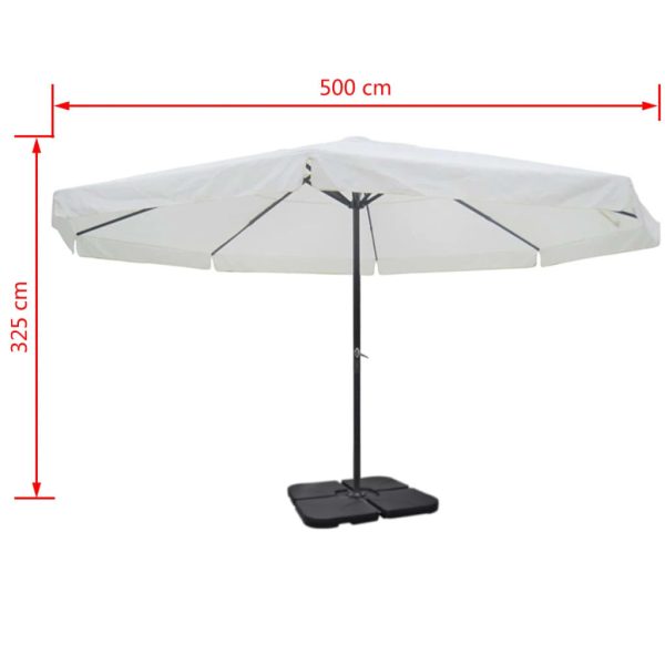 Aluminium Umbrella with Portable Base – White