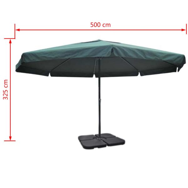 Aluminium Umbrella with Portable Base – Green