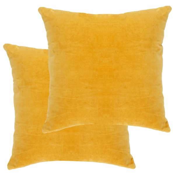 Cushions Cotton Velvet 2 pcs 45×45 cm – Yellow