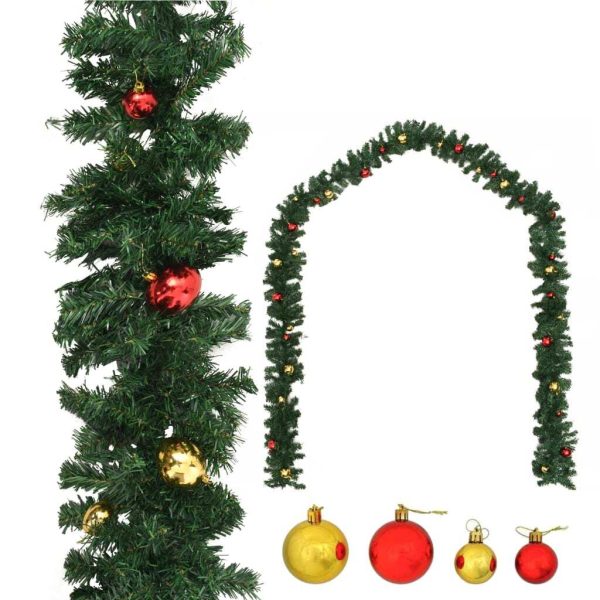 Christmas Garland Decorated with Baubles – 10 M