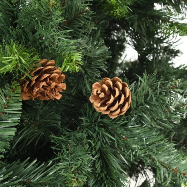 Artificial Christmas Tree with Pine Cones – 150×89 cm, Green