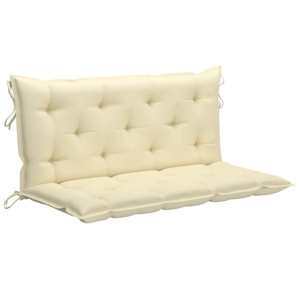Swing Bench with Cushion 120 cm Solid Teak Wood – Cream