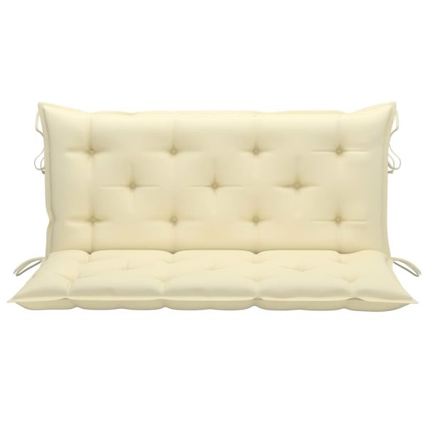 Swing Bench with Cushion 120 cm Solid Teak Wood – Cream