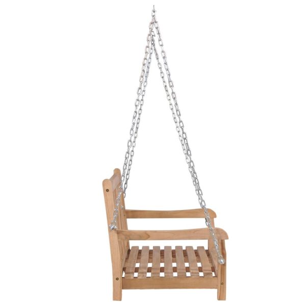 Swing Bench with Cushion 120 cm Solid Teak Wood – Green