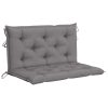 2-Seater Swing Bench with Palm Leaves and Cushion 202 cm Bamboo – Grey