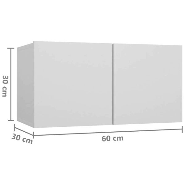 Maclean 4 Piece TV Cabinet Set Engineered Wood – White, 60x30x30 cm (2 pcs)