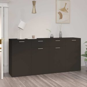 Sideboard Engineered Wood – 160x36x75 cm, Black