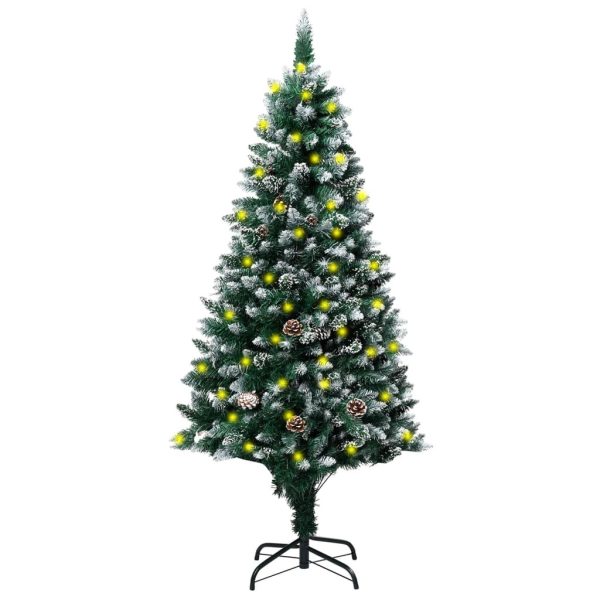 Artificial Christmas Tree LEDs&Pine Cones&White Snow – 150×93 cm