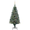Artificial Christmas Tree with LEDs&Ball Set&Pinecones – 210×120 cm, Gold