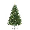 Artificial Christmas Tree with LEDs&Ball Set Green – 210×105 cm, Gold