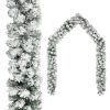 Christmas Garland with LEDs&Flocked Snow Green PVC – 5 M