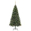 Artificial Christmas Tree with LEDs&Ball Set – 210×119 cm, Green and Gold