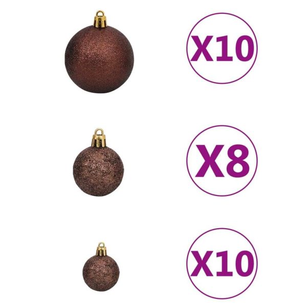 Artificial Christmas Tree LEDs&Ball Set PVC&PE – 210×130 cm, White and Gold