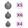 Slim Artificial Christmas Tree with LEDs&Ball Set – 150×43 cm, Green and Grey