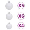 Slim Artificial Christmas Tree with LEDs&Ball Set – 150×43 cm, Green and Grey