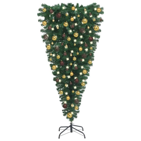 Upside-down Artificial Christmas Tree with LEDs&Ball Set