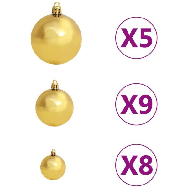 Slim Christmas Tree with LEDs&Ball Set – 120×38 cm, White and Gold