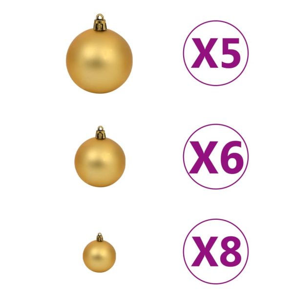 Slim Christmas Tree with LEDs&Ball Set – 120×38 cm, White and Gold