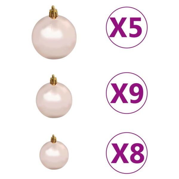 Slim Christmas Tree with LEDs&Ball Set – 120×38 cm, White and Rose