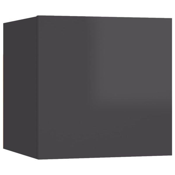 Arcata TV Cabinet Set Engineered Wood – High Gloss Grey, 60x30x30 cm