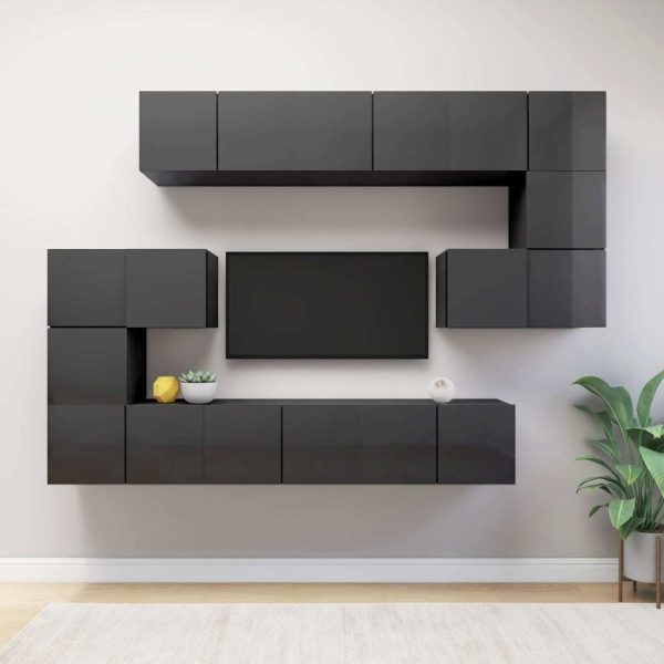 Arcata TV Cabinet Set Engineered Wood – High Gloss Grey, 60x30x30 cm