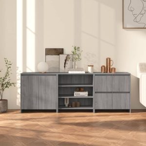 3 Piece Sideboard Engineered Wood – Grey Sonoma