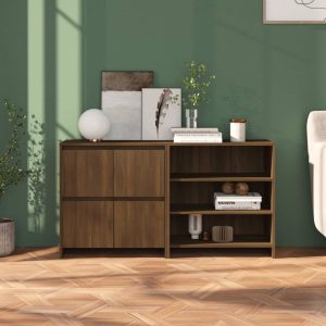 2 Piece Sideboard Engineered Wood – Brown Oak