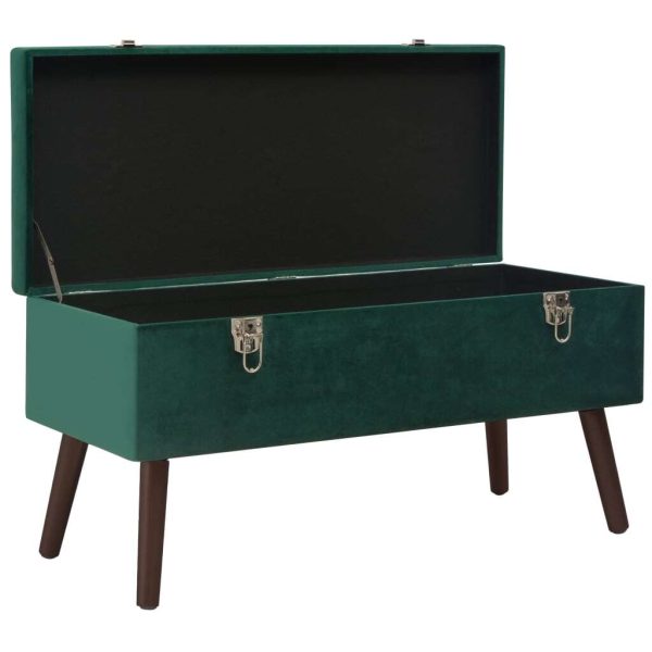 Bench with Storage Compartment 80 cm Velvet – Green