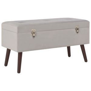 Bench with Storage Compartment 80 cm Velvet – Grey