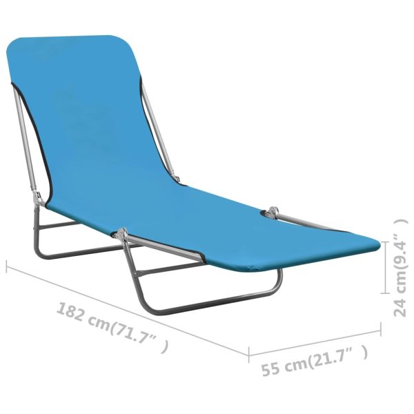 Folding Sun Loungers 2 pcs Steel and Fabric – Blue