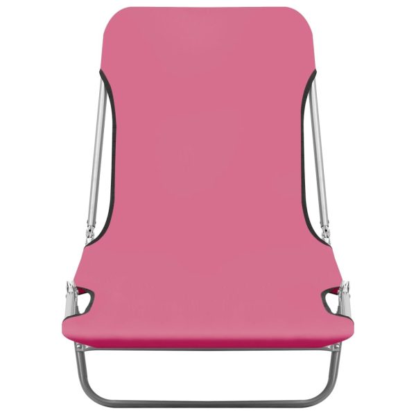 Folding Sun Loungers 2 pcs Steel and Fabric – Pink