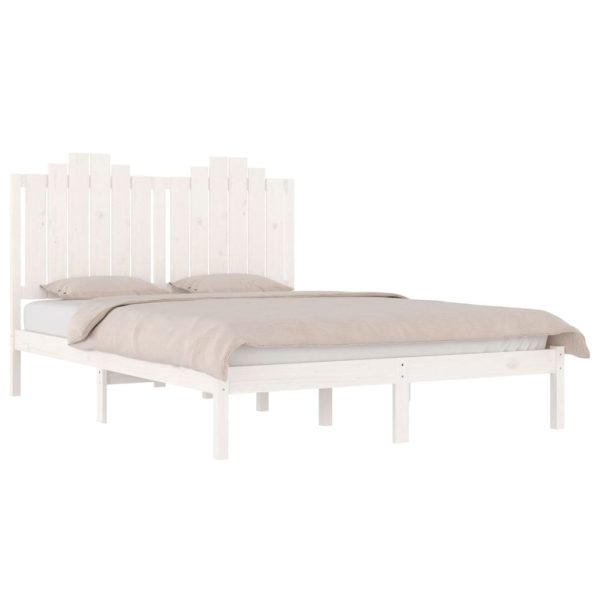 Arlington Bed Frame Solid Wood Pine – White, QUEEN